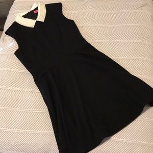 Betsy Johnson dress with pearl collar.